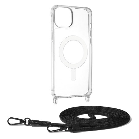 Husa MagSafe compatibila Apple iPhone 15 Plus, Atasare Magnetica, Cu Snur Detasabil, Black