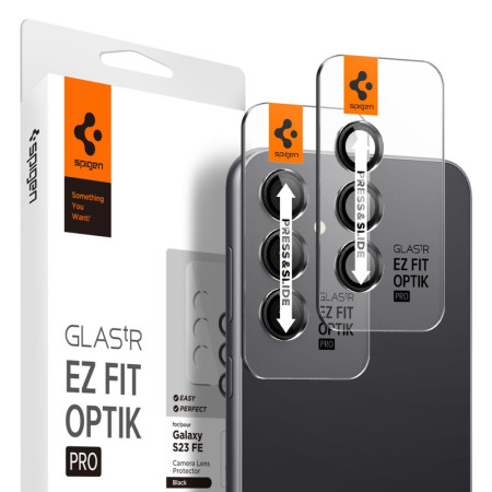 Folie Camera pentru Samsung Galaxy S23 FE set 2 buc Spigen Glas.tR Optik, Black