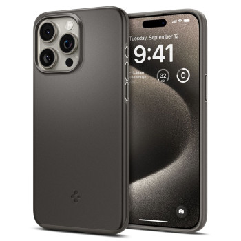 Husa pentru iPhone 15 Pro Max Spigen Thin Fit, Gunmetal