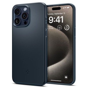Husa pentru iPhone 15 Pro Max Spigen Thin Fit, Metal Slate