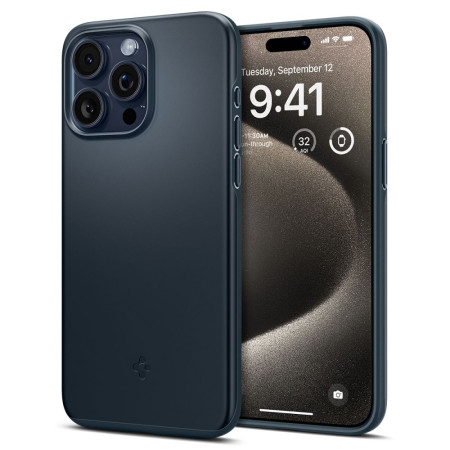 Husa pentru iPhone 15 Pro Max Spigen Thin Fit, Metal Slate