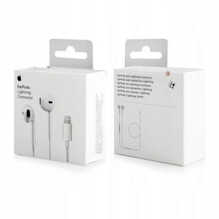 Casti Apple cu fir Lightning Original MMTN2ZM/A, In Ear, Microfon, Control Volum, 1.2m, Alb