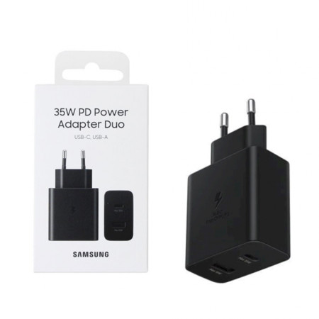 Incarcator Samsung de Priza Tip-C/USB, PD 35W, QC 3.0 15W, EP-TA220NBEGEU, Black