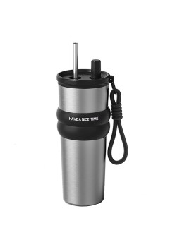 Termos din Otel Inoxidabil, 710ml - Cupa pentru masina, o singura pipeta - Grey