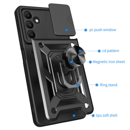 Husa pentru Realme C65, CamShield Protectie Camera, Inel Magnetic, Slide si Snap, Black