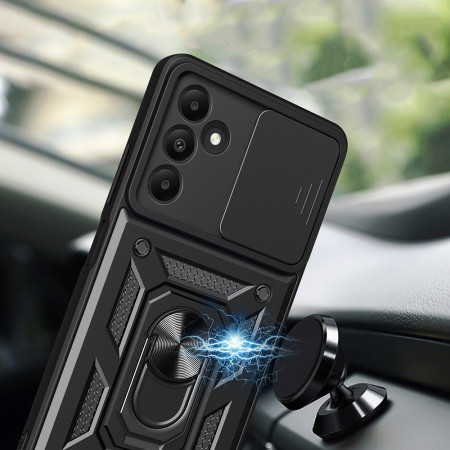 Husa pentru Realme C65, CamShield Protectie Camera, Inel Magnetic, Slide si Snap, Black