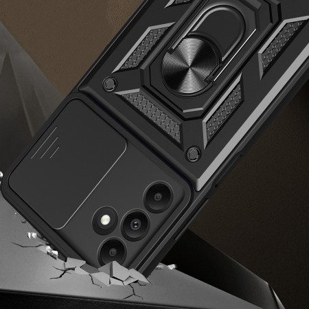Husa pentru Realme C65, CamShield Protectie Camera, Inel Magnetic, Slide si Snap, Black