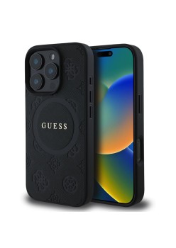 Husa pentru iPhone 16 Pro - Guess Saffiano Peony Classic Logo MagSafe (GUHMP16LPSAPSMEK) - Black