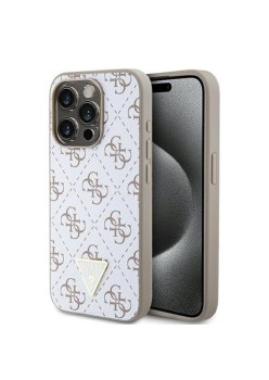 Husa pentru iPhone 15 Pro - Guess Hardcase 4G Triangle Metal Logo (GUHCP15LPG4GPH) - White